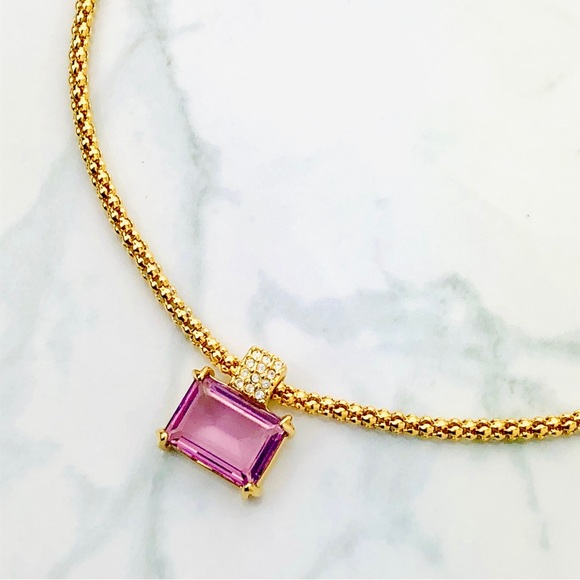 Vintage Swarovski Swan Purple Amethyst Crystal Pendant Rope Chain Necklace - Picture 6 of 10